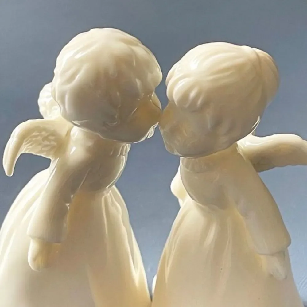 Maryland China 3 inch White Kissing Cheek Bone China Angel Figurines